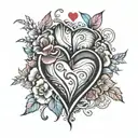 bisexual love heart tattoo design idea