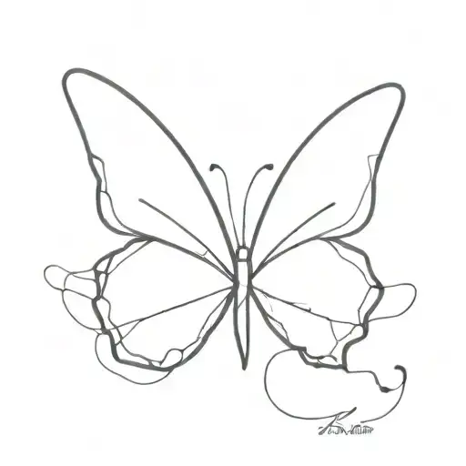 fine line butterfly coming off of the letter K  tattoo design idea