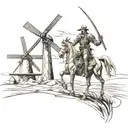 don quixote against windmills tattoo design idea