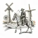 don quixote against windmills tattoo design idea