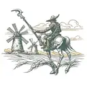 don quixote against windmills tattoo design idea