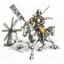don quixote against windmills tattoo design idea