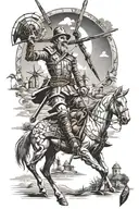 don quixote against windmills tattoo design idea