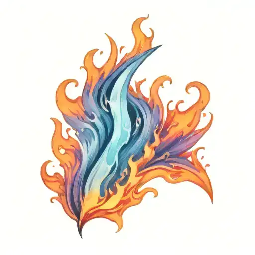 flame tattoo design for man burning hot raging flame single flame multicolour slim tall sleek design colourful masculine tattoo design idea