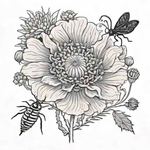 dill flower, poppy, insects  tattoo design idea
