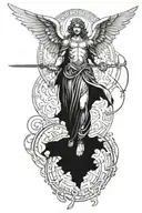 archangel Michael abs visible tattoo design idea