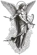 archangel Michael abs visible tattoo design idea