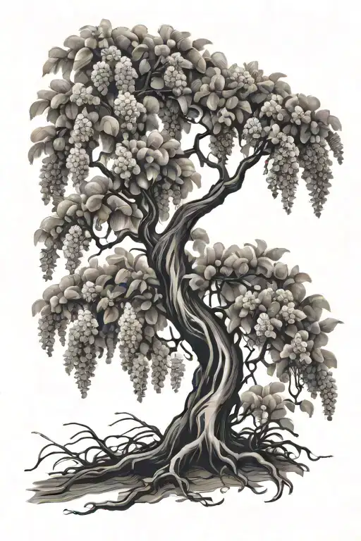 wisteria tree tattoo design idea