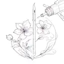flower and syringe ivf tattoo design idea