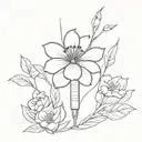 flower and syringe ivf tattoo design idea