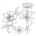 flower and syringe ivf tattoo design idea