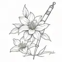 flower and syringe ivf tattoo design idea