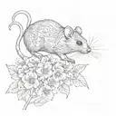 a mouse in hemlock flowers tattoo design idea
