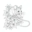 a mouse in hemlock flowers tattoo design idea