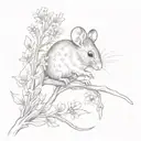 a mouse in hemlock flowers tattoo design idea