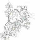 a mouse in hemlock flowers tattoo design idea