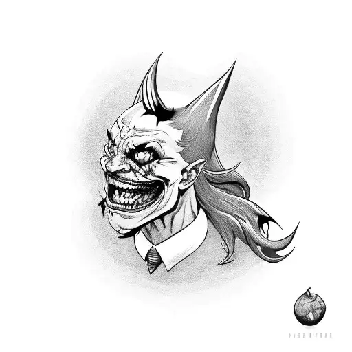 evil joker with pointy ears  tattoo design idea