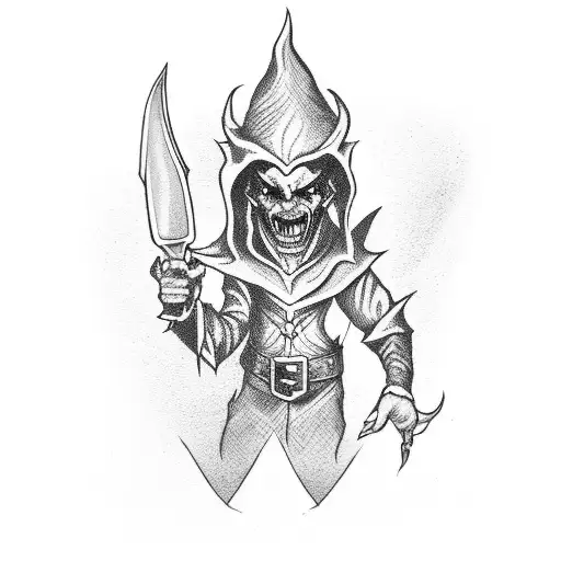 evil elf joker with pointy ears  tattoo design idea