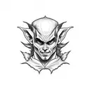 evil elf with pointy ears  tattoo design idea