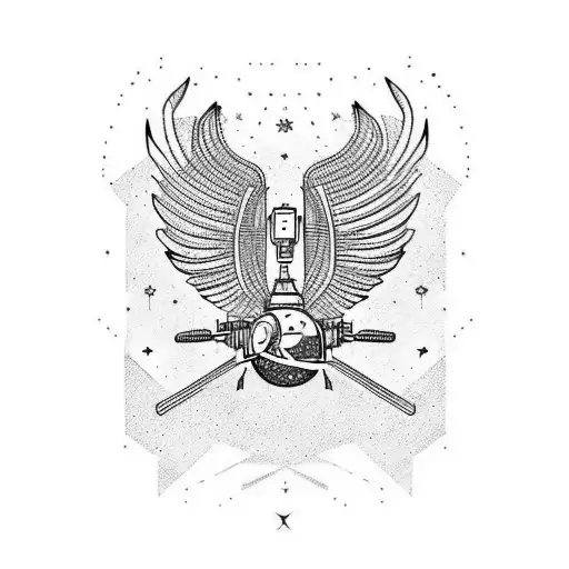 Astronaut Pharaoh wings palestine kuffiyah tattoo design idea
