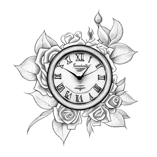 clock with roses, 2007 and blessed tattoo design idea