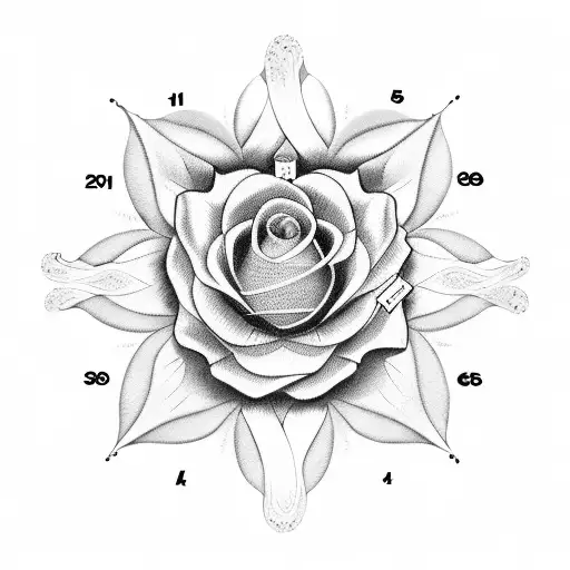 clock roses and 2007 tattoo design idea