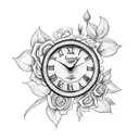 clock with roses, 2007 and blessed tattoo design idea
