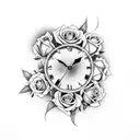 clock with roses, 2007 and blessed tattoo design idea