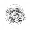 clock with roses and blessed tattoo design idea