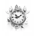 clock with roses and blessed tattoo design idea