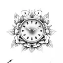 clock with roses and blessed tattoo design idea