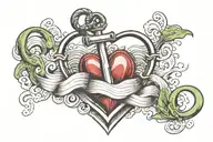 Anchor, heart, wave forming the shape tattoo design idea