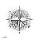 arrow feather compass tattoo design idea