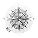 arrow feather compass tattoo design idea