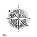 arrow feather compass tattoo design idea