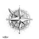 arrow feather compass tattoo design idea