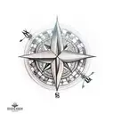 arrow feather compass tattoo design idea