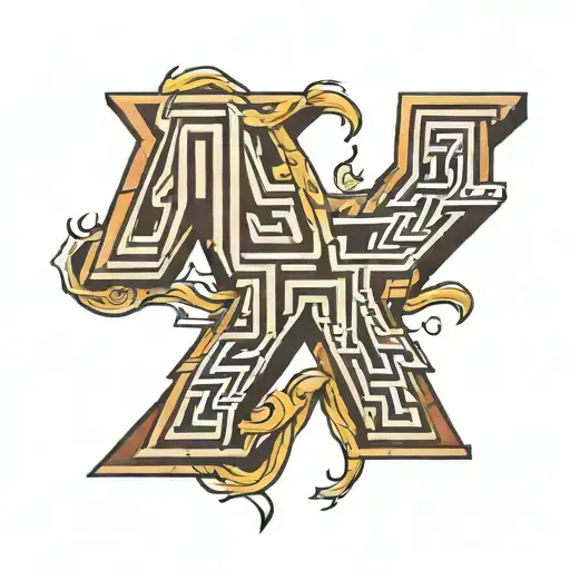 maze with letters M A Z character tattoo design idea