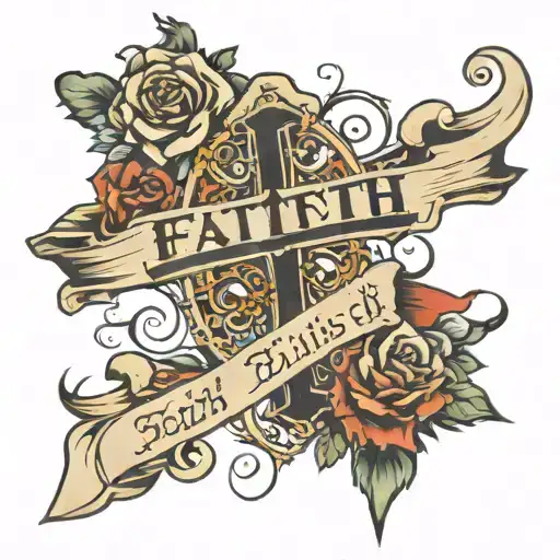 faith written and a cross surrounded tattoo design idea