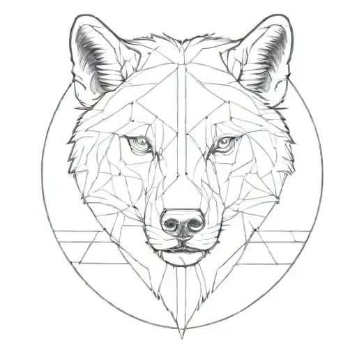 half a bear face and half a wolf face tattoo design idea