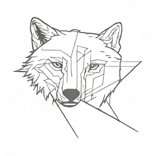 half a bear face and half a wolf face = tattoo design idea