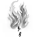 dancing all alone in flames tattoo design idea