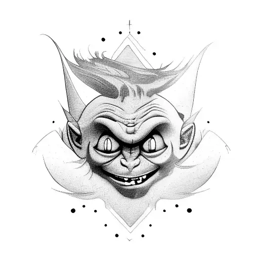 troll face meme with top text and bottom text tattoo design idea