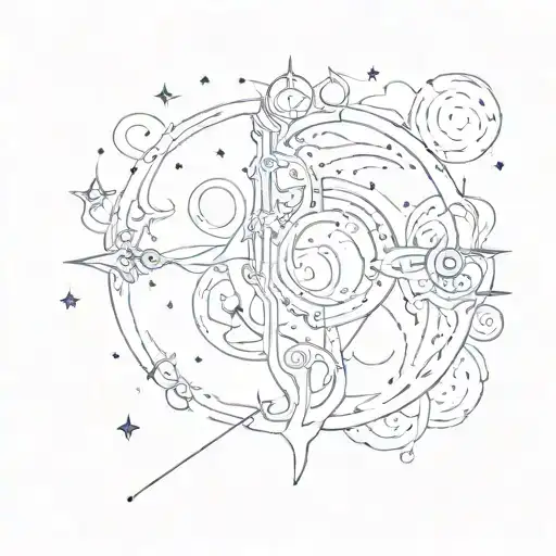 The combination of the symbol of the constellation gemini and aquarius tattoo design idea