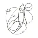 rocket, moon, infinity sign tattoo design idea