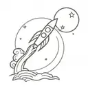 rocket, moon, infinity sign tattoo design idea