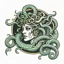 medusa snakes wrapped around athena   tattoo design idea