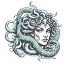 medusa snakes wrapped around athena   tattoo design idea