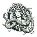 medusa snakes wrapped around athena   tattoo design idea