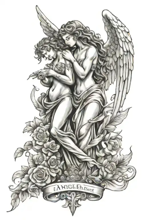 angels and phrase Remember tattoo design idea